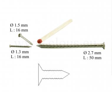 Punta dentellata a testa svasata in acciaio inox Ø 1.8 mm (1kg) L : 30 mm - Ø 1.8 mm
